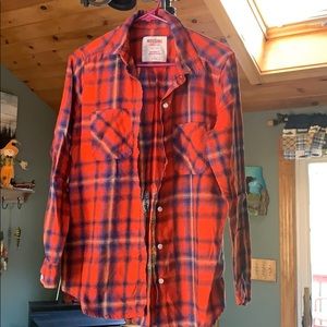 Red/orange and clue button down